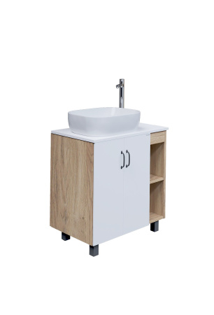 Тумба под раковину в ванной напольная Grossman ФЛАЙ-80 см, дуб сонома/белая